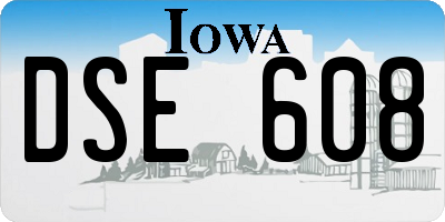 IA license plate DSE608