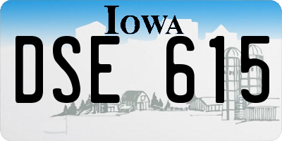 IA license plate DSE615