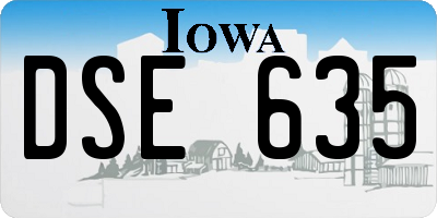 IA license plate DSE635