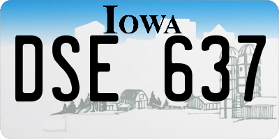 IA license plate DSE637