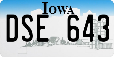 IA license plate DSE643