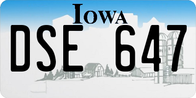 IA license plate DSE647