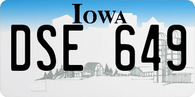 IA license plate DSE649