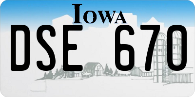 IA license plate DSE670