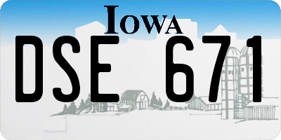 IA license plate DSE671
