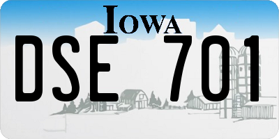IA license plate DSE701