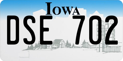 IA license plate DSE702