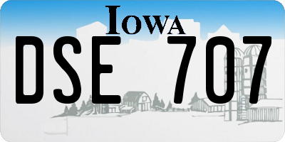 IA license plate DSE707