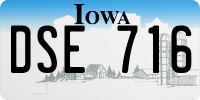 IA license plate DSE716