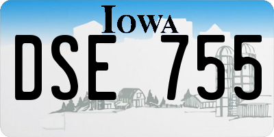 IA license plate DSE755