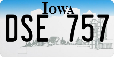 IA license plate DSE757