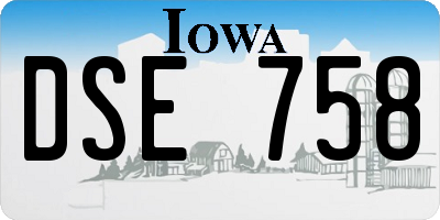 IA license plate DSE758