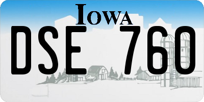 IA license plate DSE760