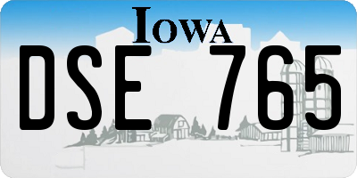 IA license plate DSE765