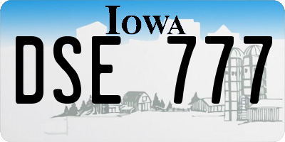 IA license plate DSE777