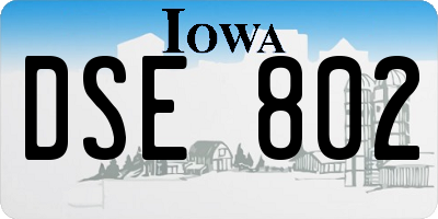 IA license plate DSE802