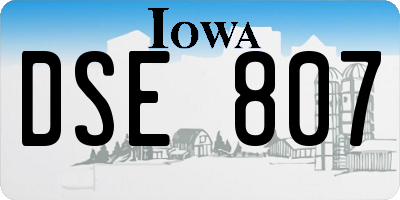 IA license plate DSE807