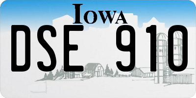 IA license plate DSE910