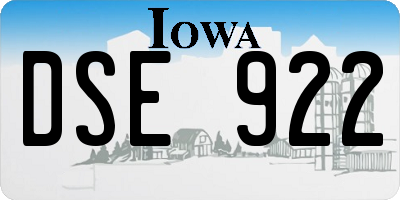 IA license plate DSE922