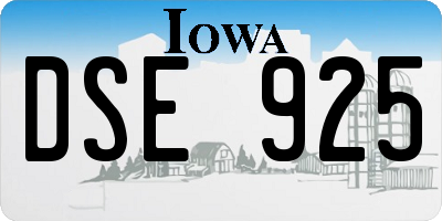 IA license plate DSE925
