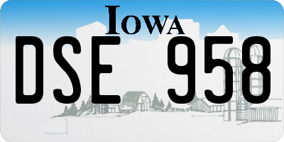 IA license plate DSE958