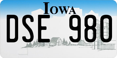 IA license plate DSE980