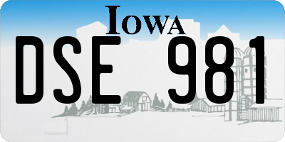 IA license plate DSE981