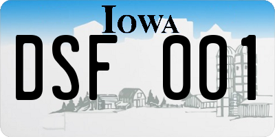 IA license plate DSF001