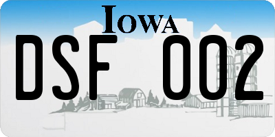 IA license plate DSF002