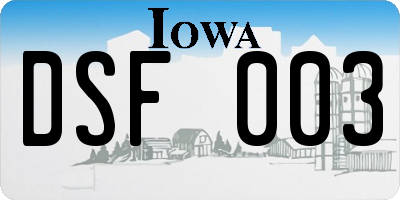 IA license plate DSF003