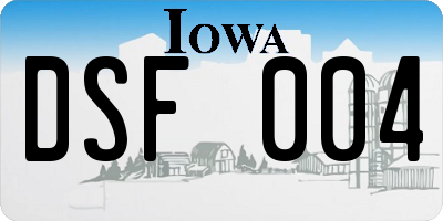 IA license plate DSF004
