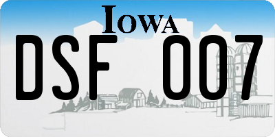 IA license plate DSF007