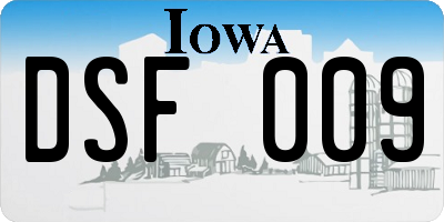 IA license plate DSF009