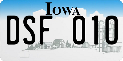 IA license plate DSF010