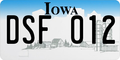 IA license plate DSF012