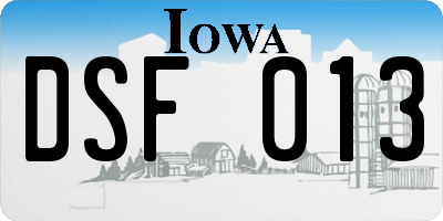 IA license plate DSF013