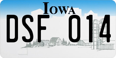 IA license plate DSF014