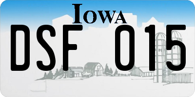 IA license plate DSF015
