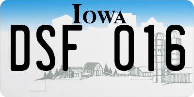 IA license plate DSF016