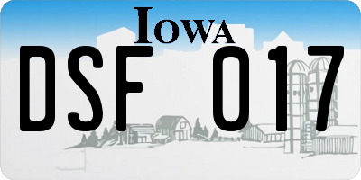 IA license plate DSF017