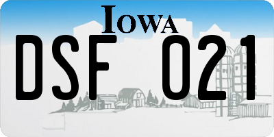 IA license plate DSF021