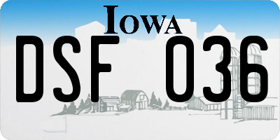 IA license plate DSF036