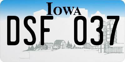 IA license plate DSF037