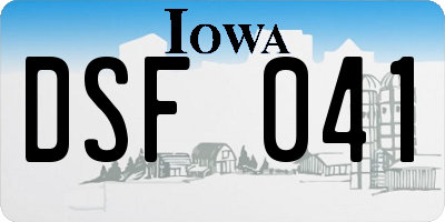IA license plate DSF041