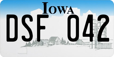 IA license plate DSF042