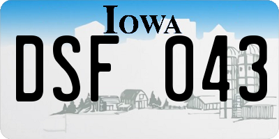 IA license plate DSF043