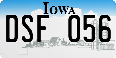 IA license plate DSF056