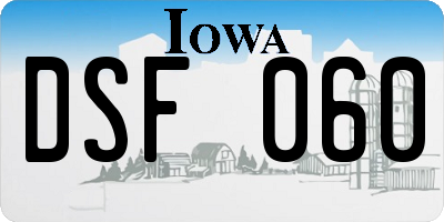 IA license plate DSF060