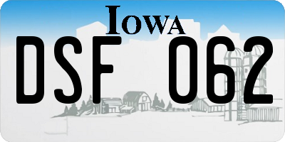 IA license plate DSF062