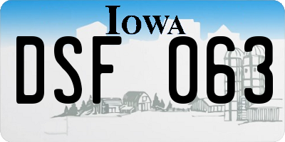 IA license plate DSF063